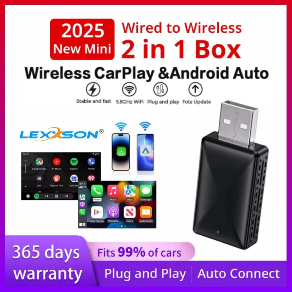 Carplay Wireless Adapter Android Auto 2in 1 Smart Dongle 2025 5G WIFI For iphone Android P | AUTOKITSHOP