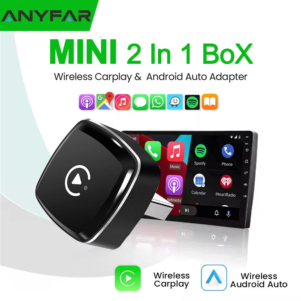 Wireless CarPlay Dongle 2in1 Wireless Android Auto Adapter AI Smart Box Car Intelligent Sy