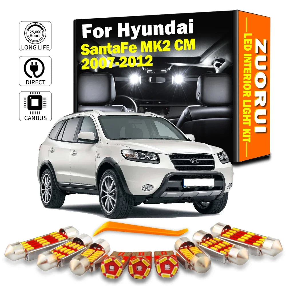 14-Piece LED Interior Light Kit for Hyundai Santafe Santa Fe MK1 SM MK2 CM - Canbus Error-Free Bulbs | AUTOKITSHOP