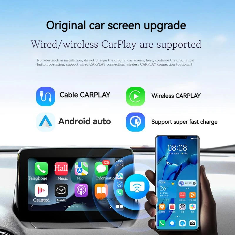 Type-c Fast Charging Bluetooth Wireless Apple CarPlay Android Auto Adapter Hub OEM for Ret