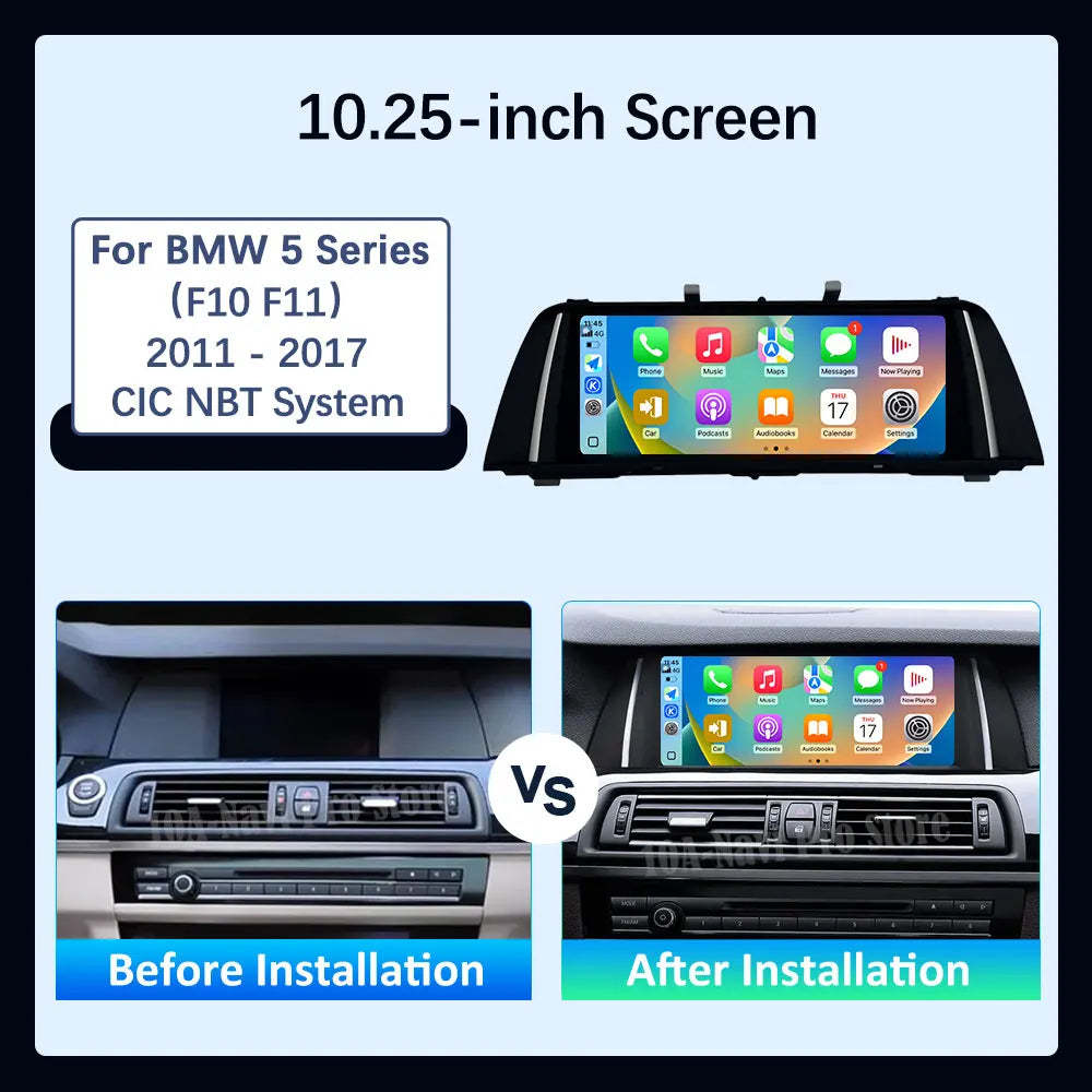 10.25 ‘’ for BMW 5 Series F10 F11 2010 - 2017 CIC NBT System Android 16 Carplay WiFi Car V