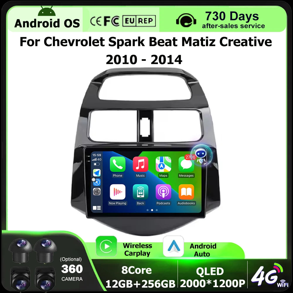 9 Inch For Chevrolet Spark Beat Matiz Creative 2010 - 2014 Android 16 Auto Car Radio Multi