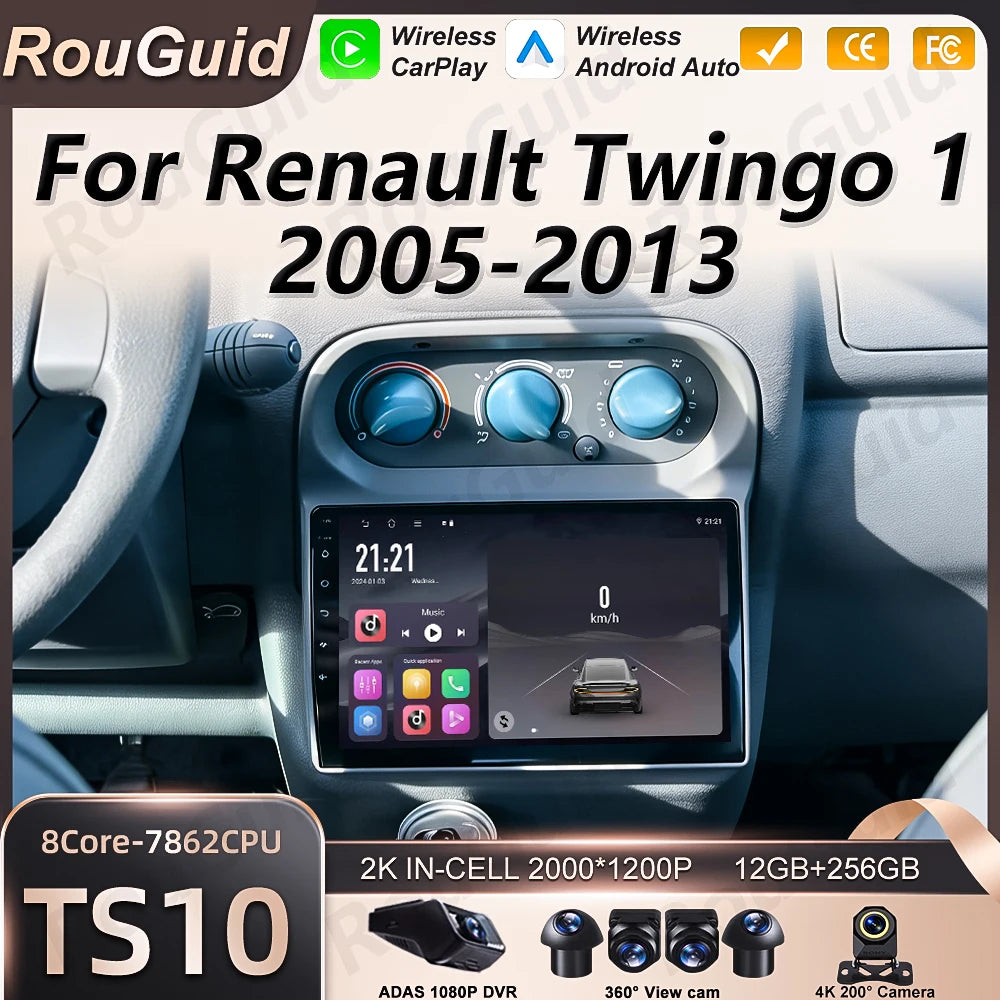 Carplay Auto Car Radio For Renault Twingo 1 2005 - 2013 Multimedia Player Android 16 Car S | AUTOKITSHOP