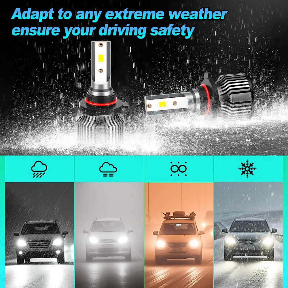 2/6Pcs LED Headlight 30000LM 6000K with Fan Bulb Auto Fog Light For Honda Accord 2006 2007