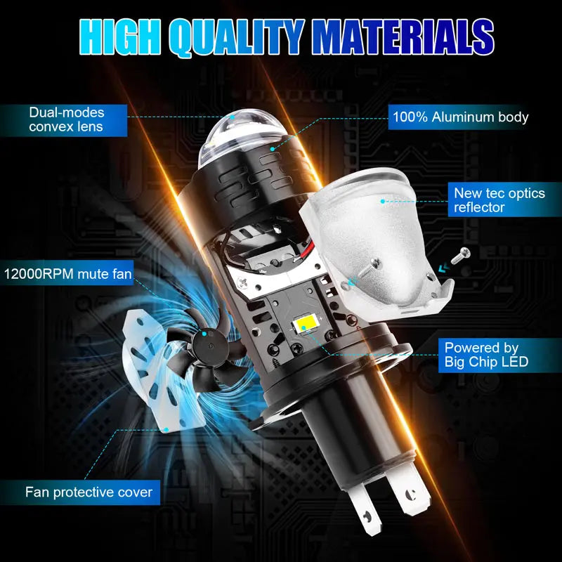 1/2PCS Projector H4 Lens LED Car Headlight Bulbs High/Low Beam High Power 300W High/Low Be