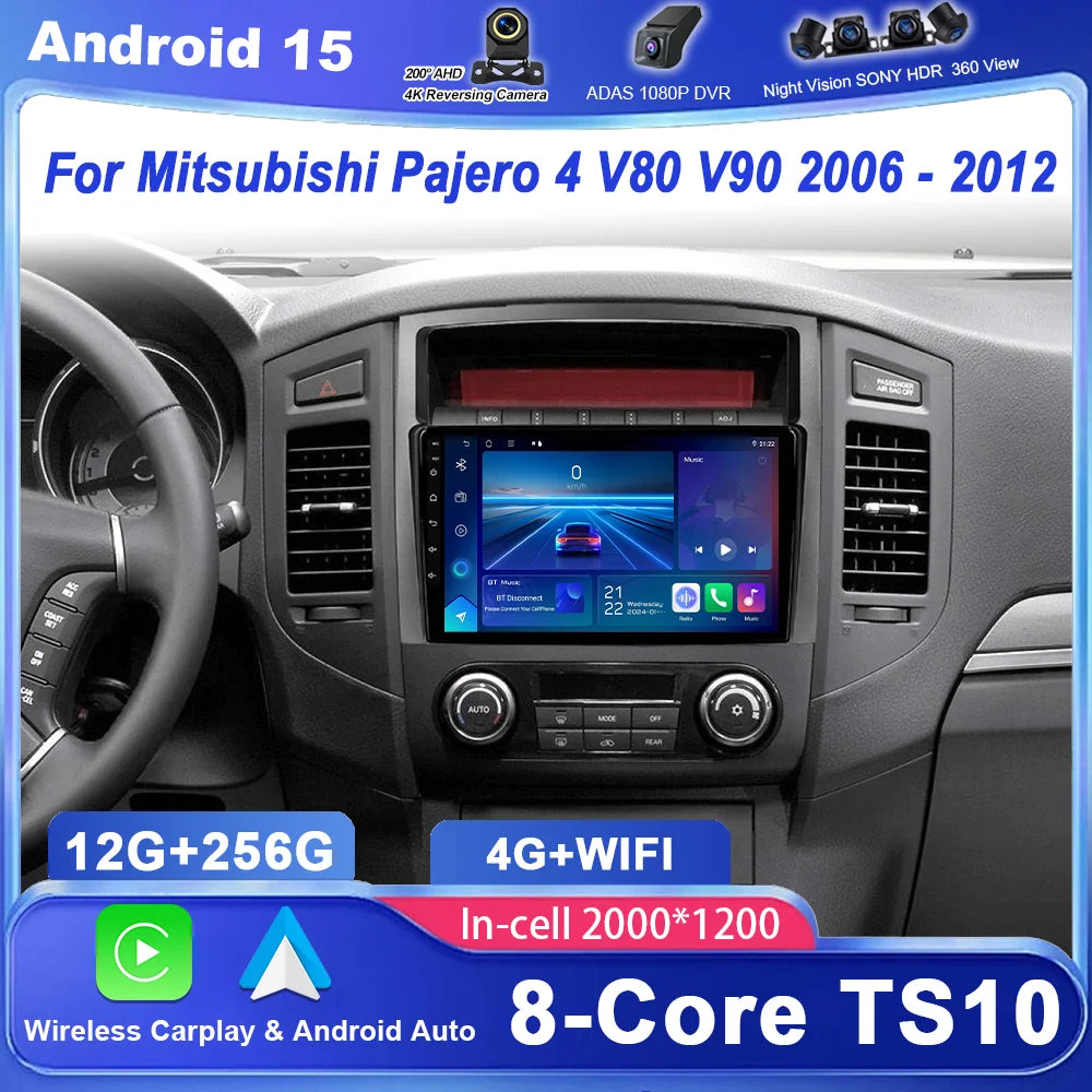 Android 15 GPS Navigation For Mitsubishi Pajero 4 V80 V90 2006 -2010 2012 Auto Radio Stere