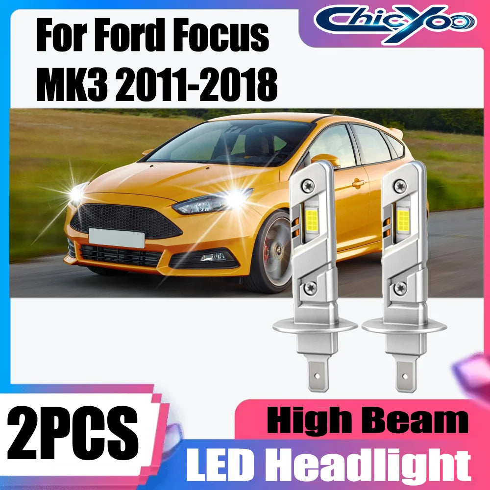 2X H1 High Beam LED Headlight 6000K White 12V 25000LM 130W Canbus For Ford Focus MK3 2011