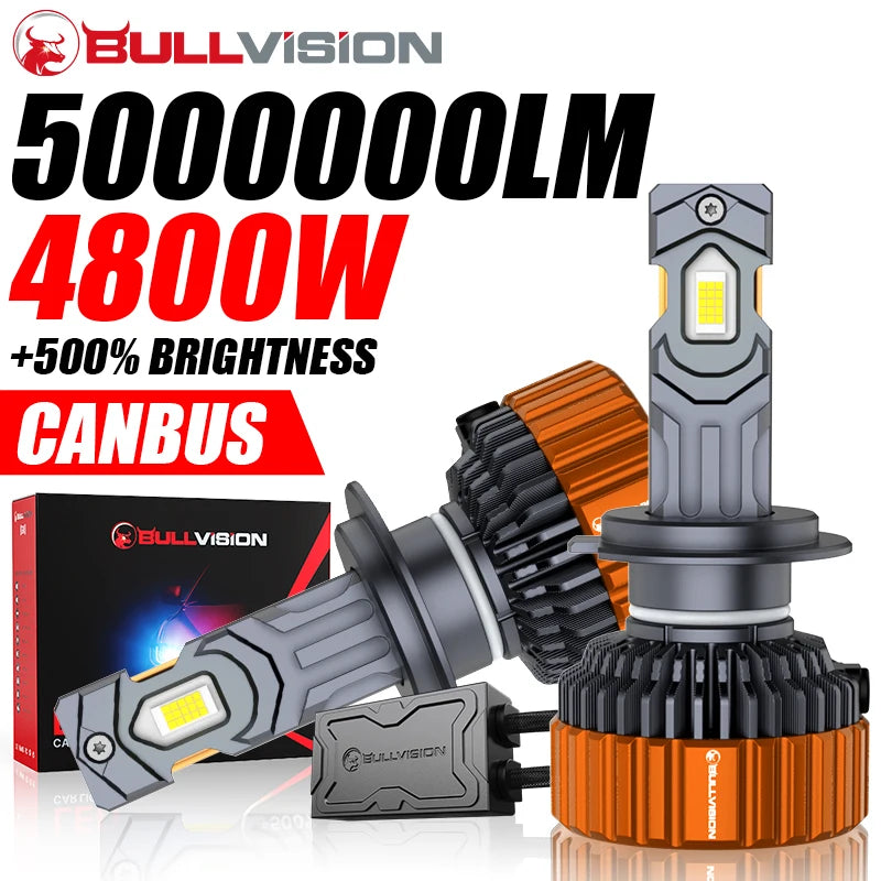 5000000LM 4800W G5 H7 H4 LED Car Headlight CANBUS Copper Tube H1 H8 H9 H11 9005 HB3 9006 H
