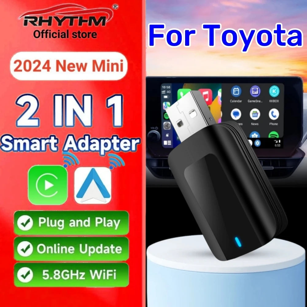 Wireless Adapter CarPlay Android Auto 2in1 Smart Dongle Play&Plug For Toyota RAV4 Camry Co | AUTOKITSHOP