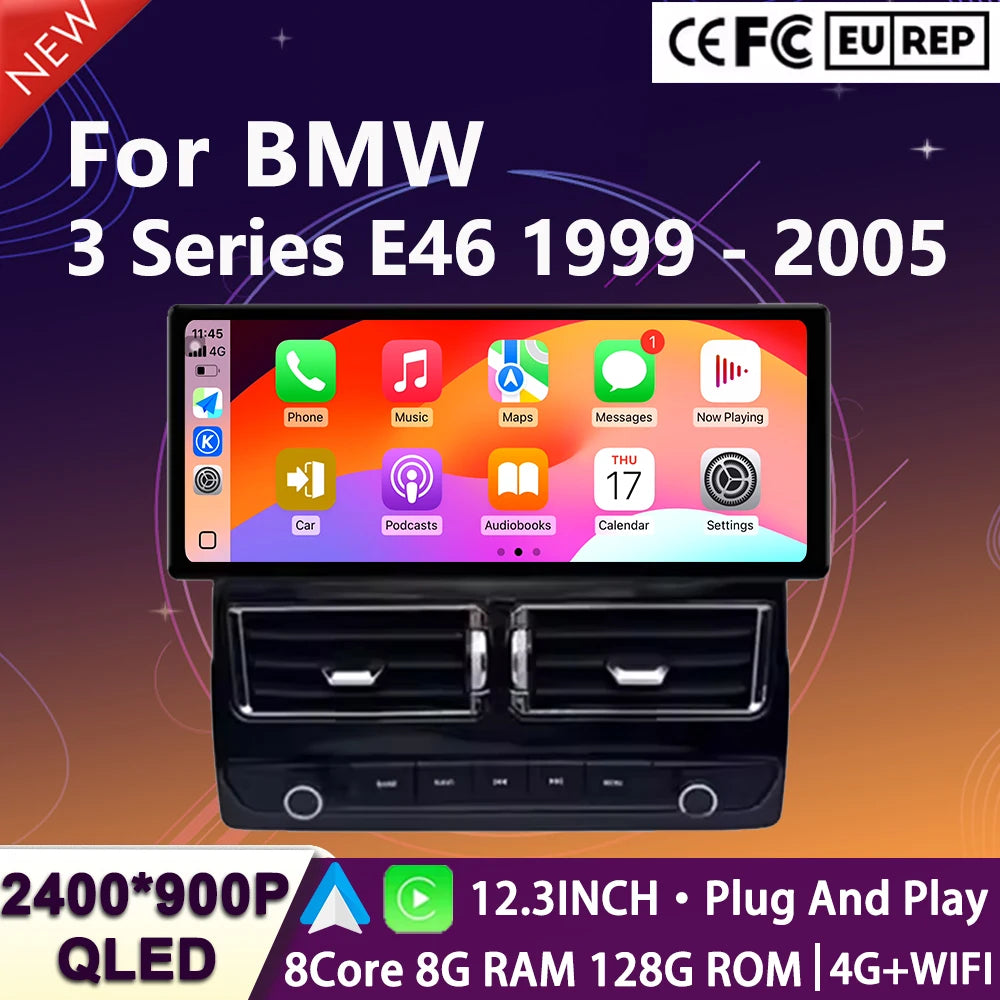 Car Multimedia Player Android 16 For BMW 3 Series E46 1999 - 2005 Wireless CarPlay Auto Na | AUTOKITSHOP