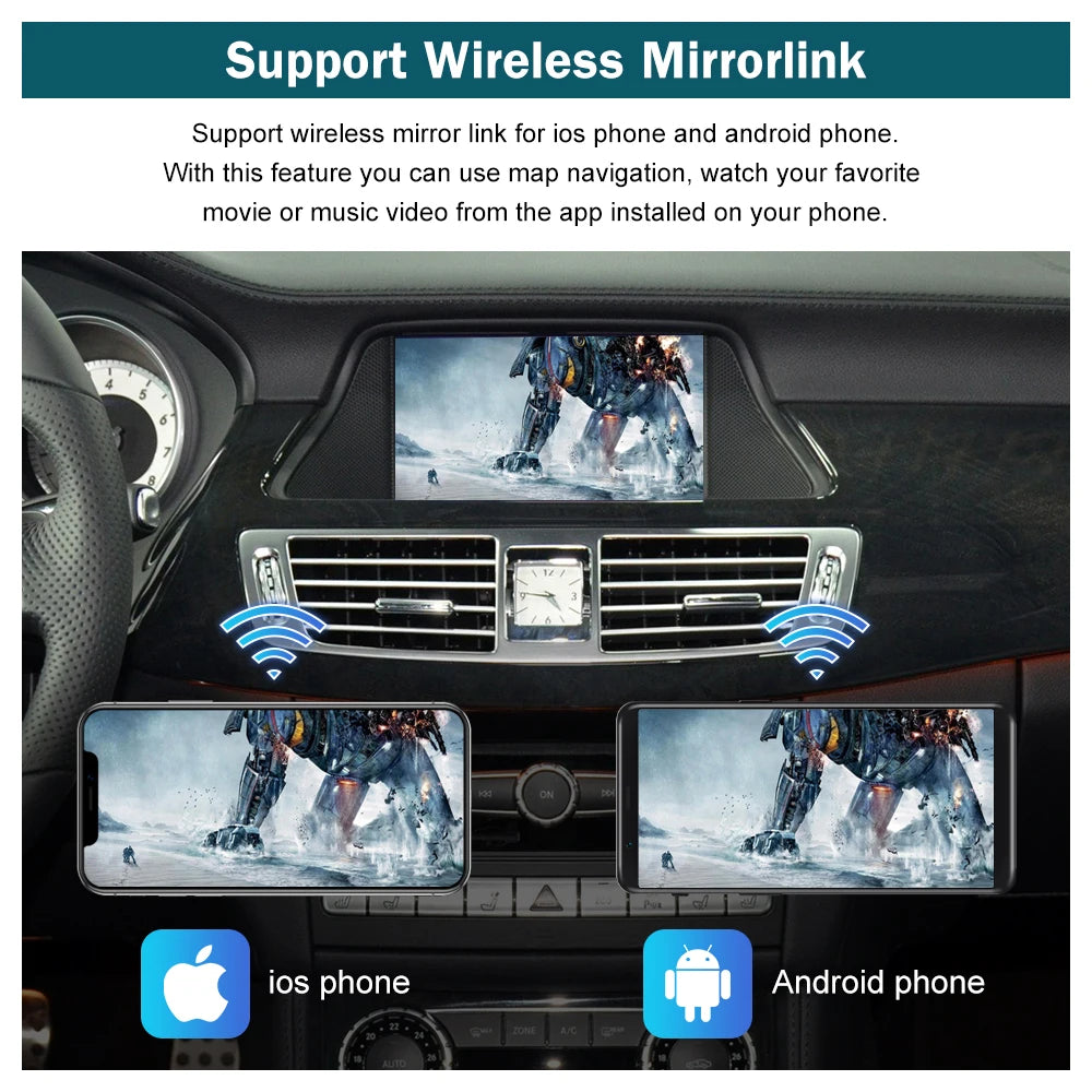 Wireless CarPlay AI Box for Mercedes Benz SLK CLS C218 W218 NTG 4.5, With Android Auto Mir