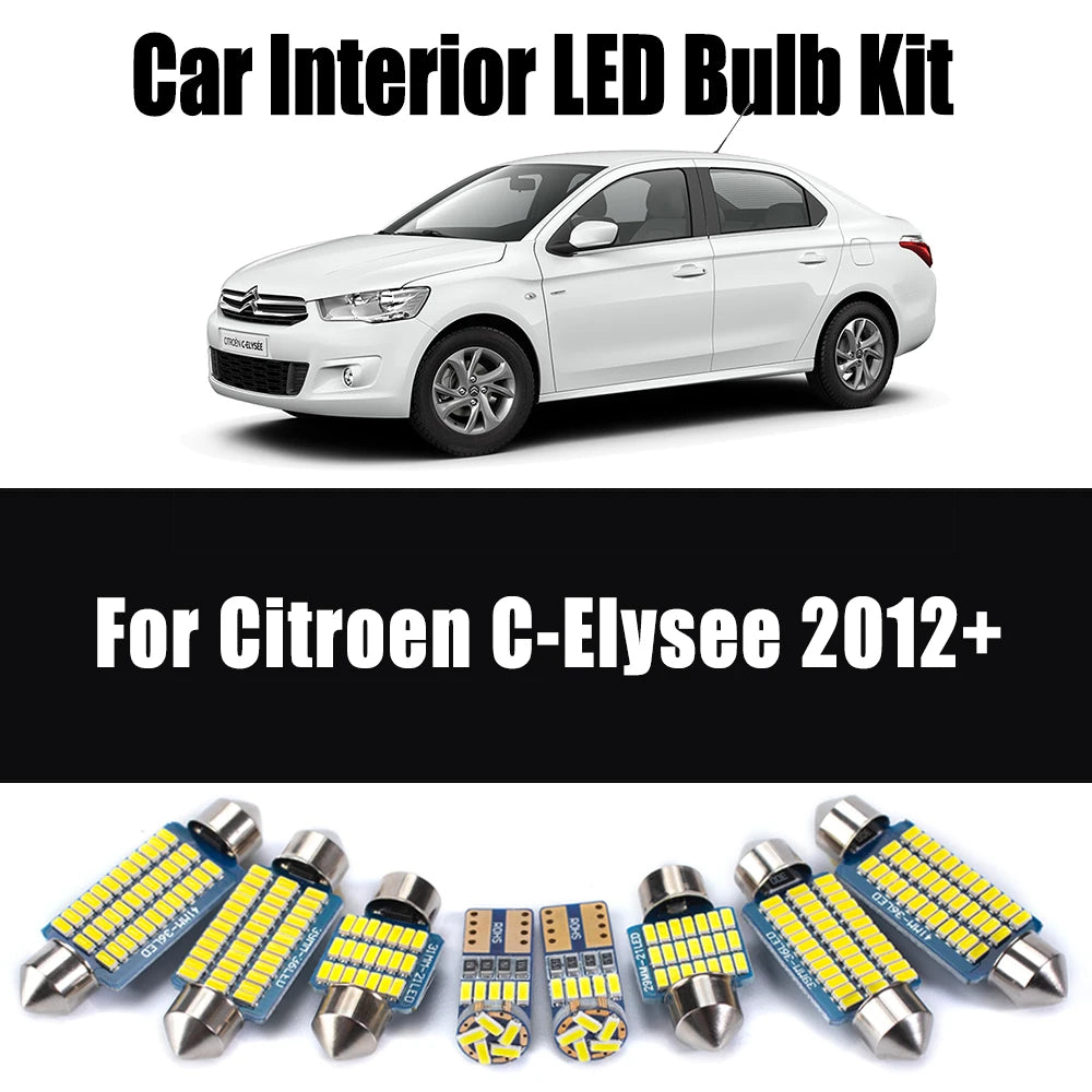 10-Piece LED Interior Light Kit for Citroen C-Elysee - Canbus Error-Free Bulbs | AUTOKITSHOP