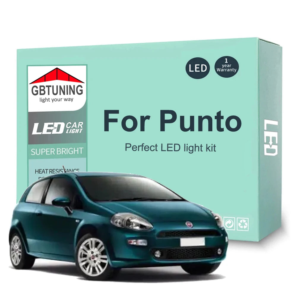 LED Interior Light Kit for Fiat Punto 1 2 3 I II III EVO 176 188 199 1993-2014 - Canbus Dome Map Door Trunk Bulbs | A...