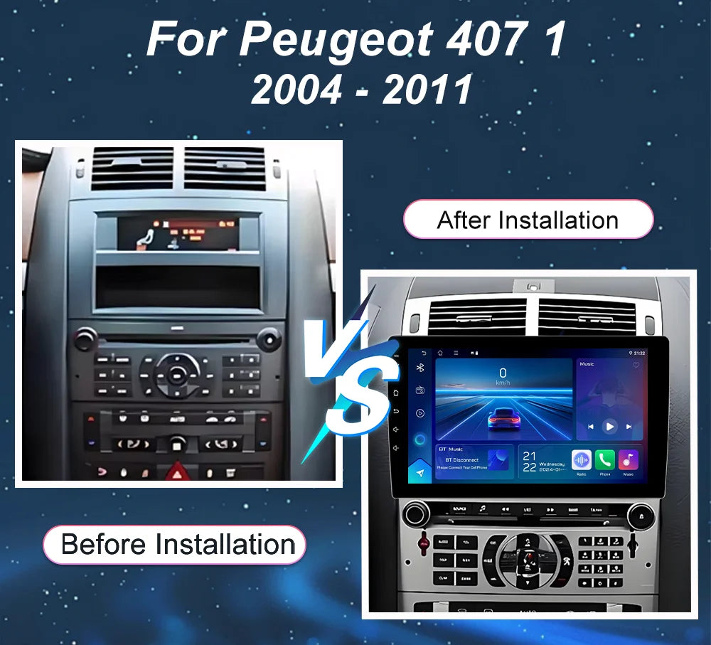 Android Auto For Peugeot 407 1 2004 - 2011 Car Radio Video Multimedia Player Navigation GP