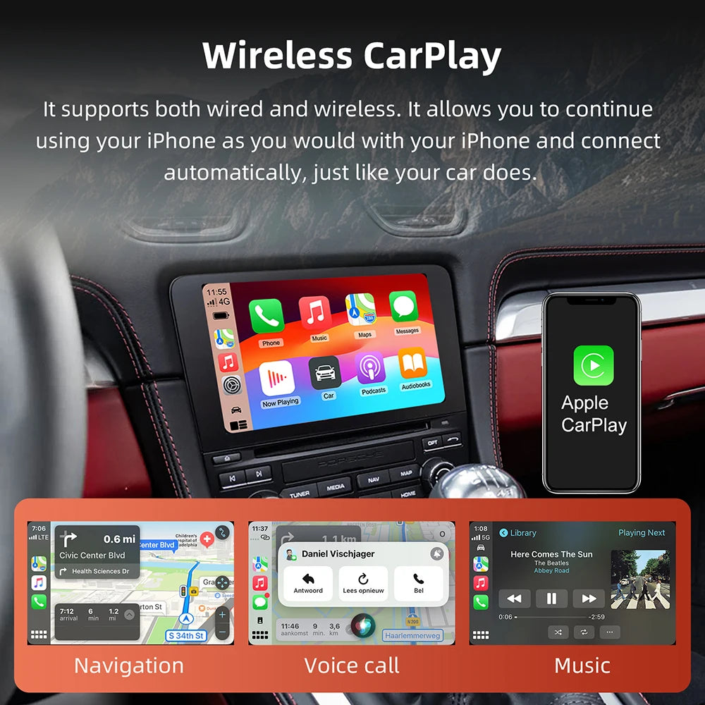 OEM Screen Upgrade Wireless Carplay Auto For Porsche Cayenne Macan 911 w/ PCM 4.0 2017-201