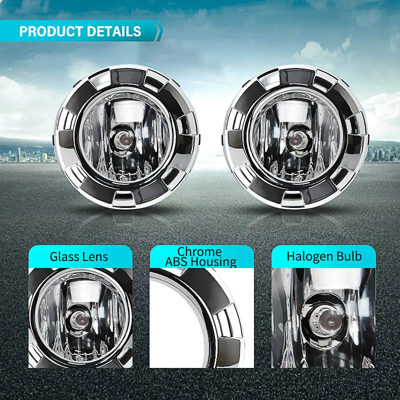 Car Fog Lights For Mitsubishi Pajero 3 2007 2008 2009 2010 V73 V97 Front Bumper Chrome Pai | AUTOKITSHOP