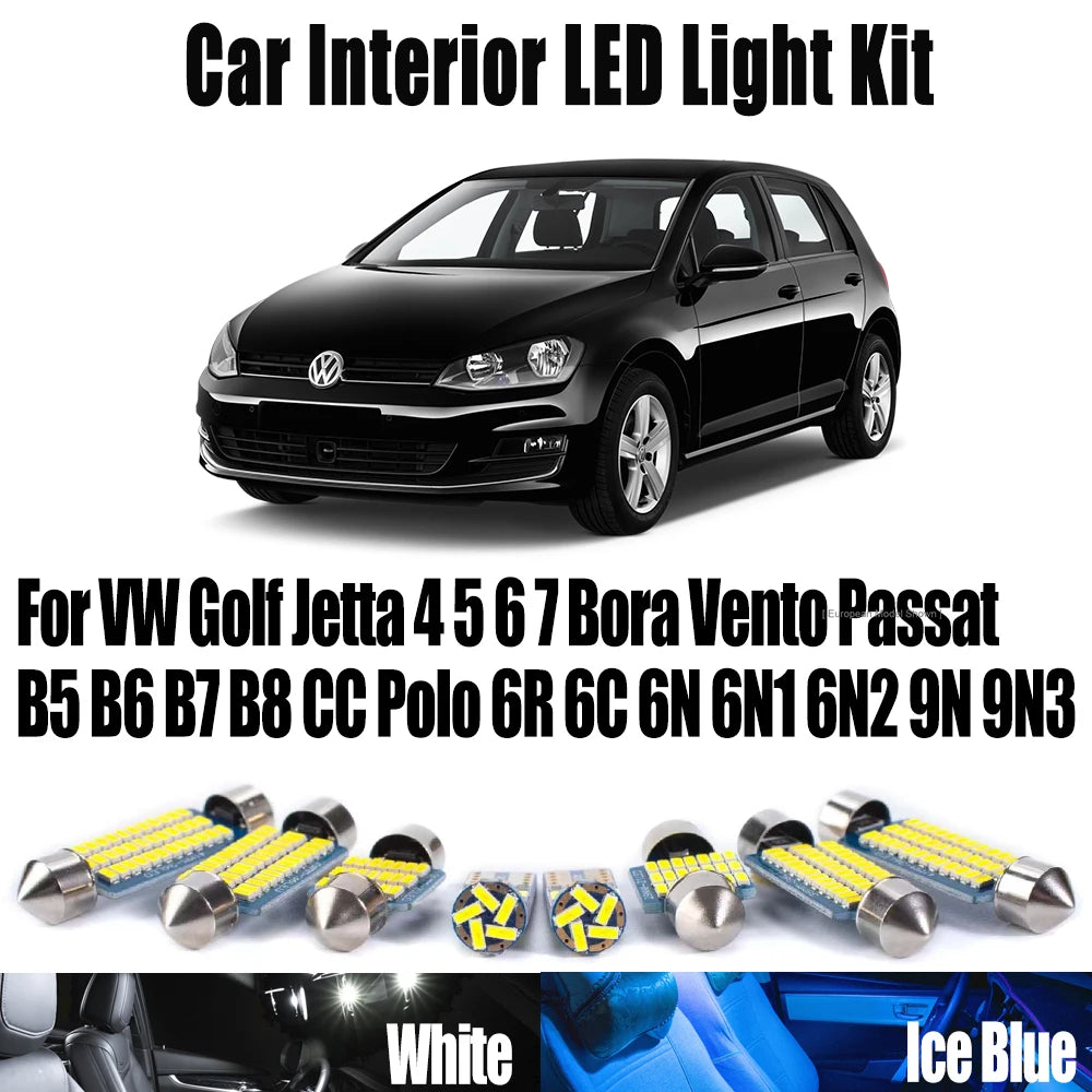 LED Interior Light Kit for VW Golf Jetta 4 5 6 7 Bora Vento Passat B5 B6 B7 B8 CC Polo 6R 6C 6N 6N1 6N2 9N 9N3 - Canb...