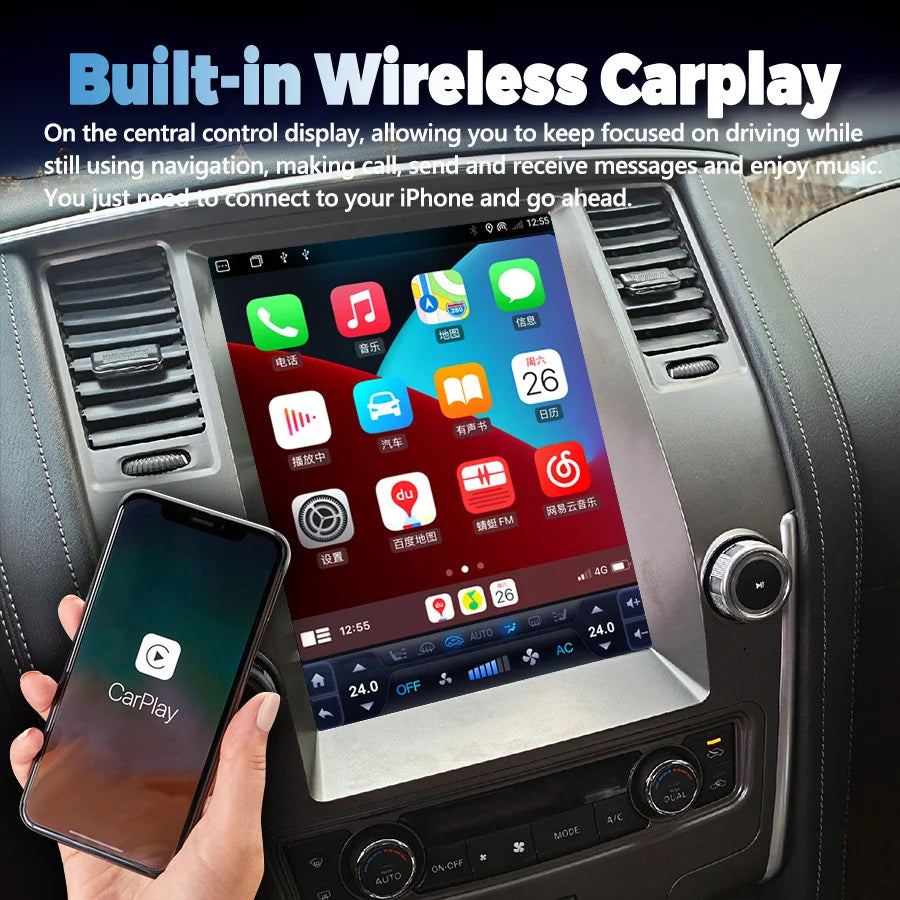 12.1" Android Screen For Nissan Patrol Y62 Y61 Armada 2010 2020 Carplay Multimedia Video P