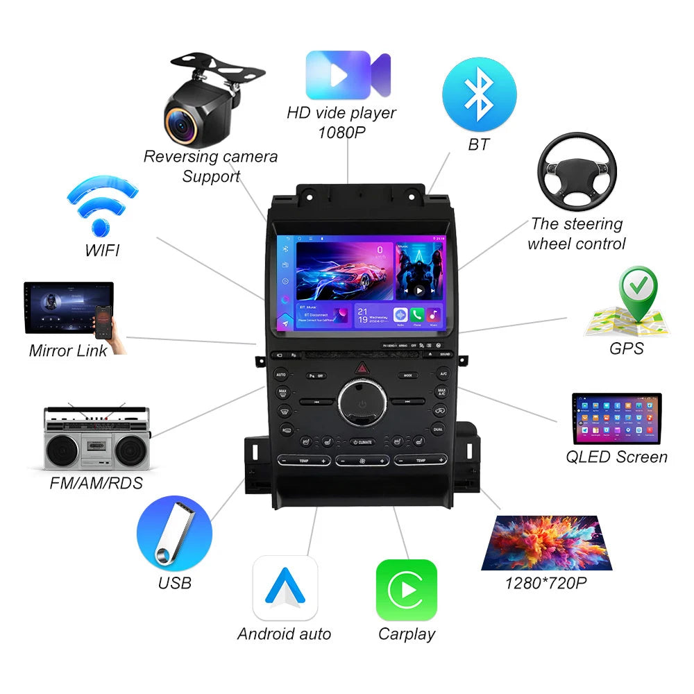 Android 16 For Ford Taurus 2011-2016 Car Radio Auto Stereo Head Unit Multimedia Video Play | AUTOKITSHOP