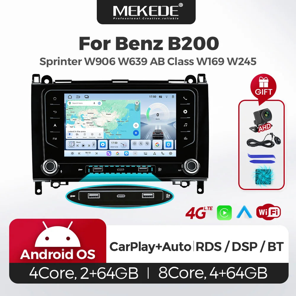 7" Car Radio For Benz B200 Sprinter W506 W639 A B Class W169 W245 Multimedia Player GPS Na