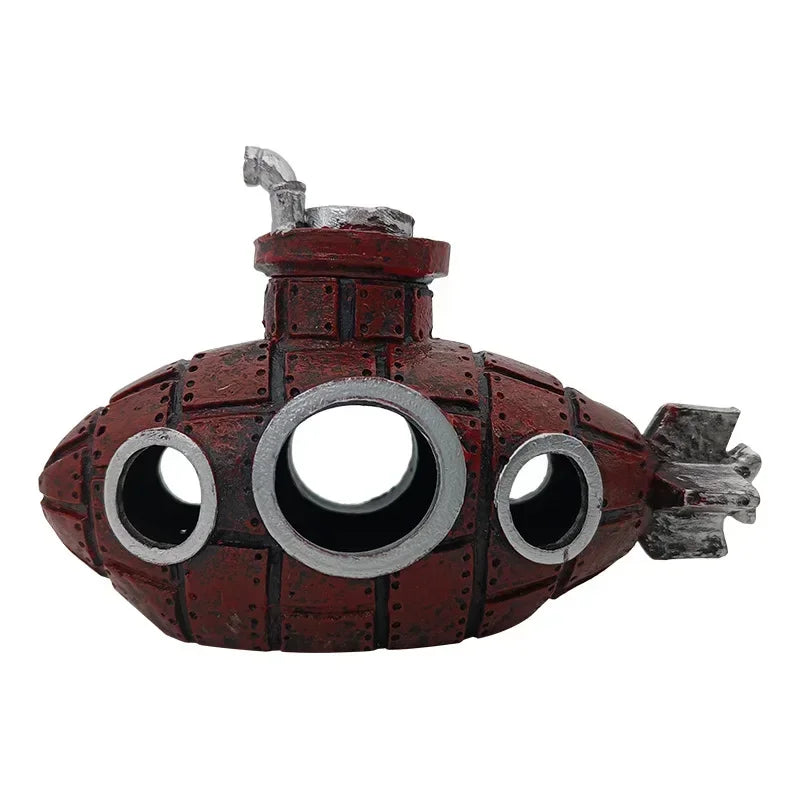 Resin Submarine Ornaments Aquarium Fish Tank Decoration Fish Shrimp Shelter Cave Landscaping Acc - Automotive LED Light