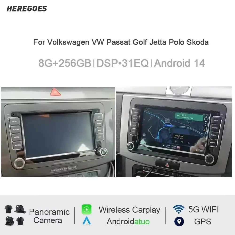 12.3" Android Car Radio GPS Navigation for Volkswagen VW Passat Golf Jetta Polo Skoda - 8G+128G Carplay Autoradio