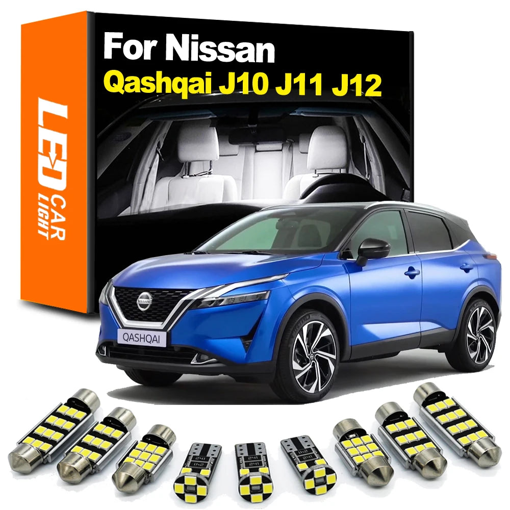 LED Interior Light Kit for Nissan Qashqai J10 J11 J12 2007-2019 - Canbus Dome Map Door Trunk Bulbs | AUTOKITSHOP