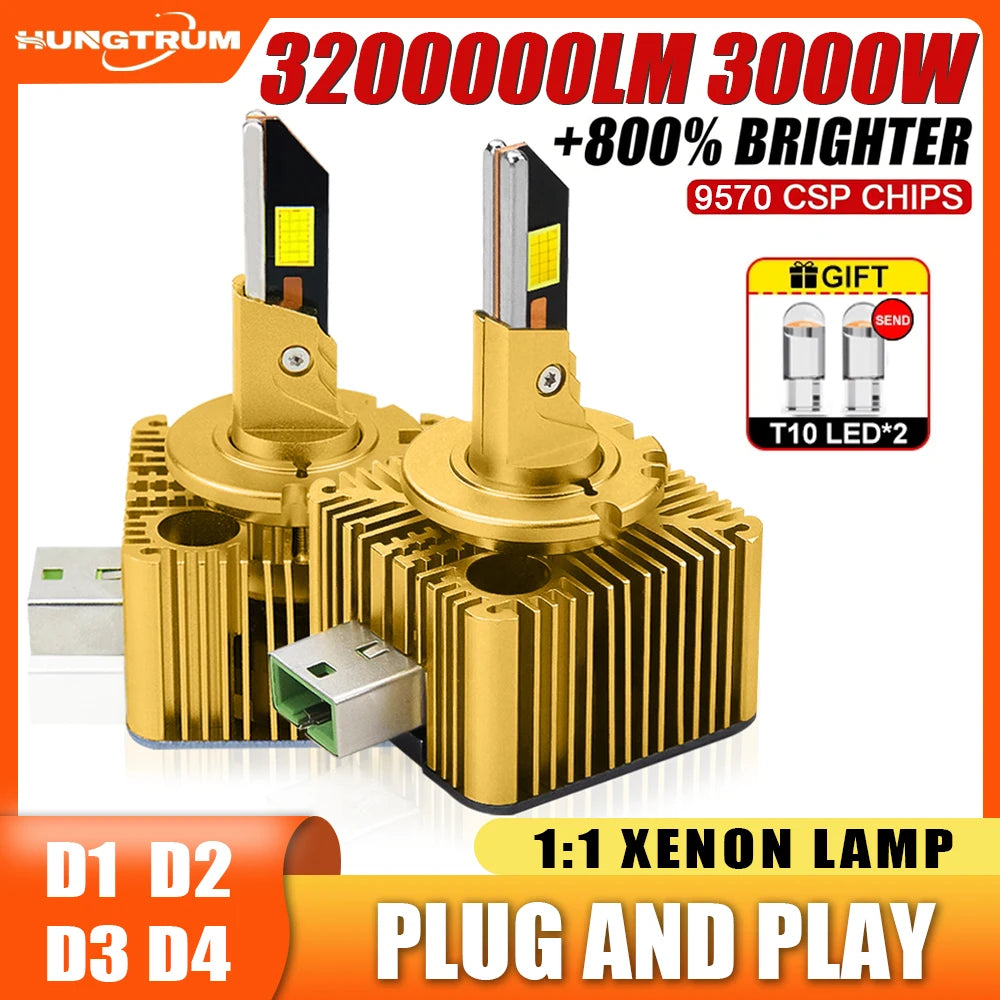 D1S D3S Led Canbus Headlight 3200000LM 3000W Super Bright Plug And Play D2S D8S D4S D1R D4