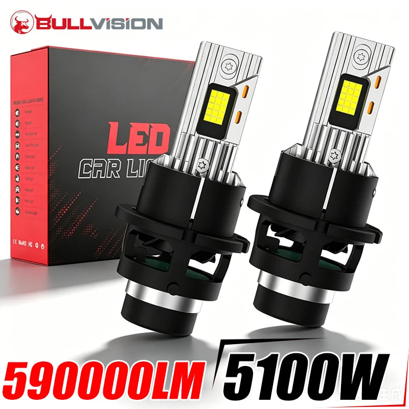 BULLVISION 5100W D2S D4S LED Headlight Canbus HID D2R D4R 9570 CSP Chips Super Bright High