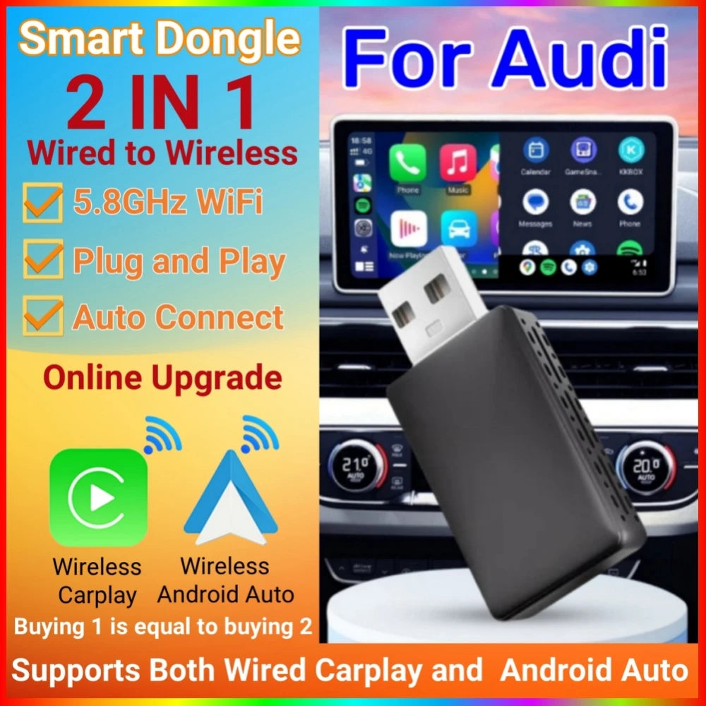 Smart Dongle 2in1 Wireless Android Auto Adapter Carplay For Audi A3 A4 A5 A6 A7 A8 Q3 Q4 Q | AUTOKITSHOP