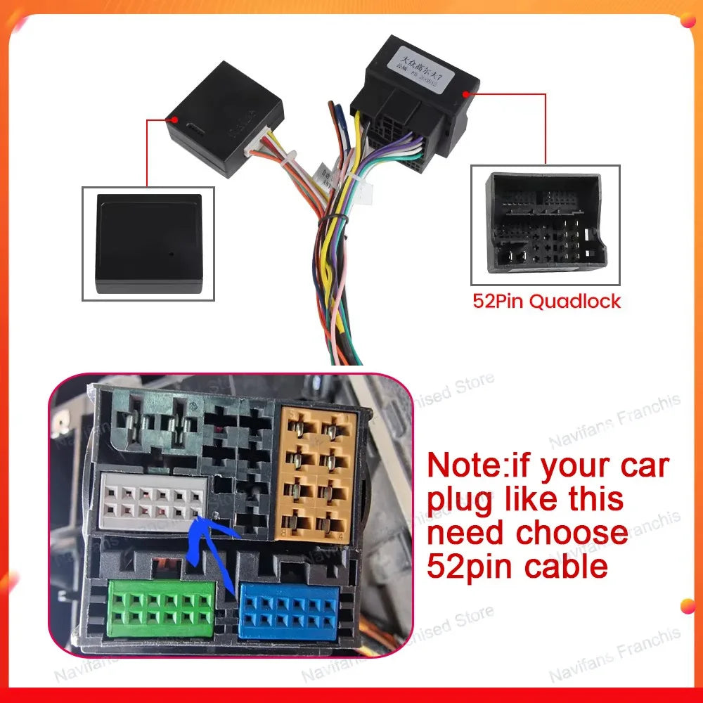 40PIN 52PIN ISO Connector for Skoda Volkswagen Golf 5/6/Polo/Passat/Jetta/Tiguan/Touran Ca | AUTOKITSHOP