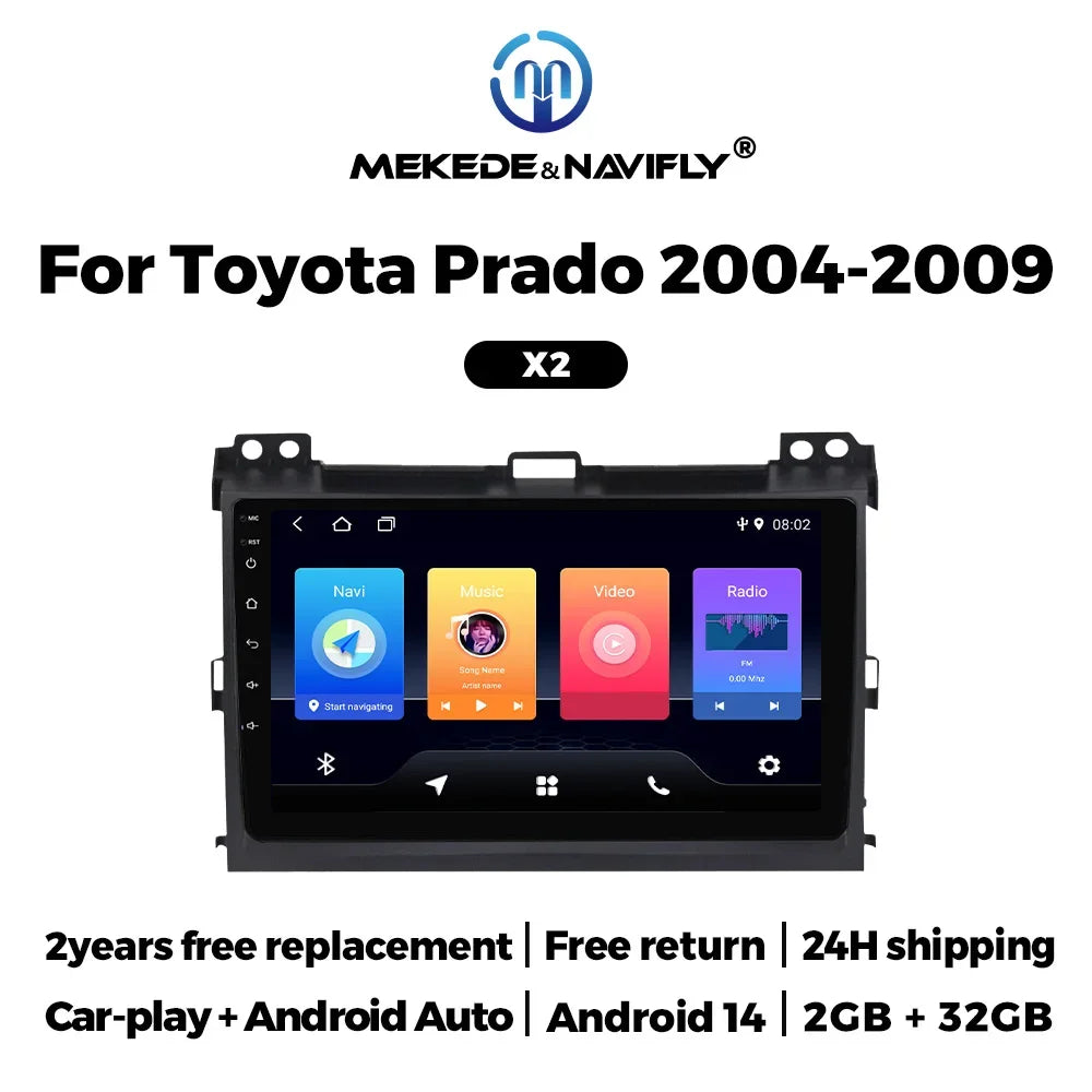Android 2 Din Car Radio for Toyota Land Cruiser Prado 120 LC120 2003-2009 CarPlay Auto Aud | AUTOKITSHOP