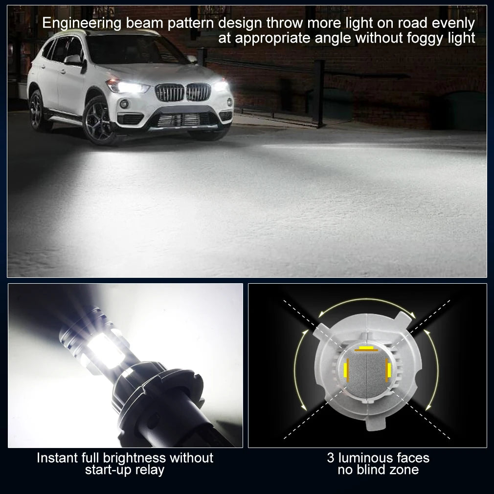 S&D H4 LED Headlight 150W 30000LM Car LED Light Canbus Bulbs 30 CSP High Low Auto Lamps fo