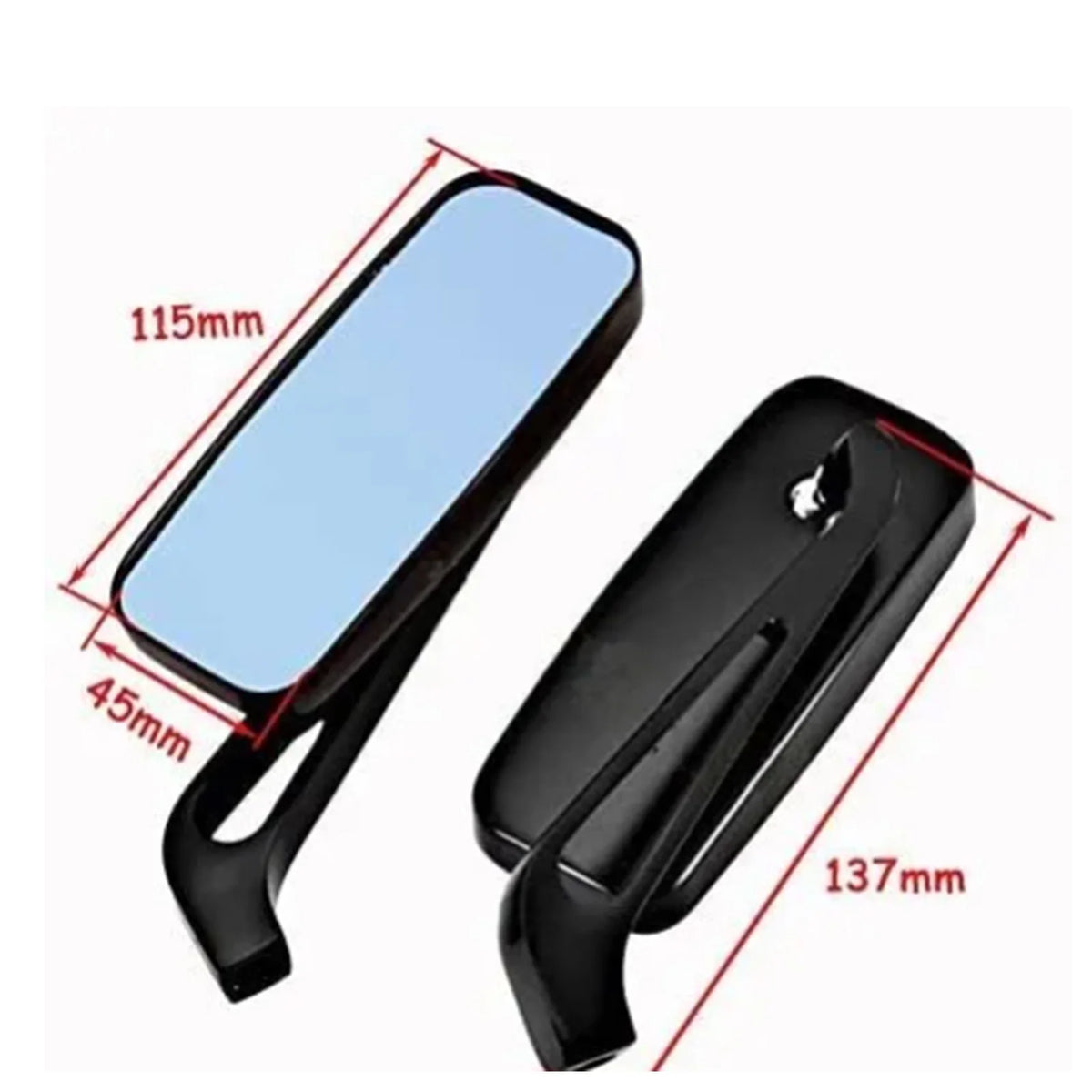 Motorcycle Rearview Mirror Rectangular Aluminum Alloy Universal Handlebar Mirror for Motorbike R - Automotive LED Light