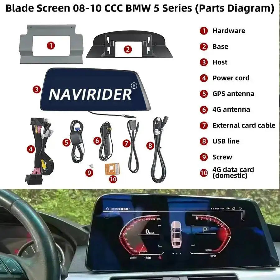 For BMW 5 Series E60 2007- 2010 CCC CIC Android Multimedia Video Player Auto 12.3 inch Car