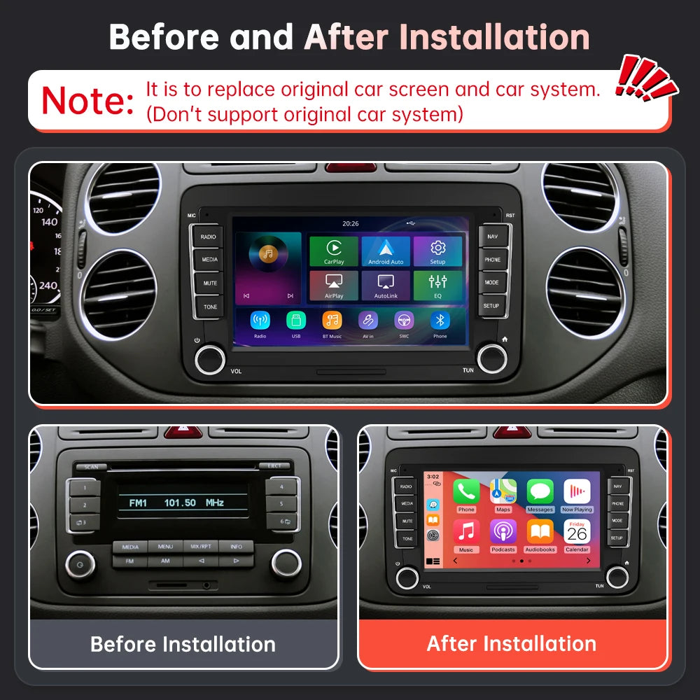 7'' Linux Screen Car Multimedia Display Wireless CarPlay Android Auto Stereo Audio For Vol | AUTOKITSHOP