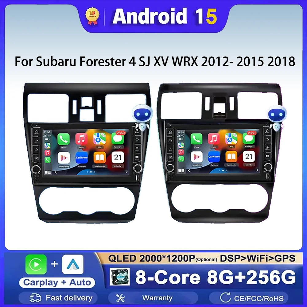 Android 15 For Subaru Forester 4 SJ XV WRX 2012- 2015 2018 Carplay Car Radio Multimedia Pl | AUTOKITSHOP