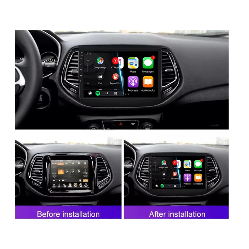 Car Radio for Jeep Compass 2017 - 2019 Android 16 GPS Navigation Stereo Wireless CarPlay A