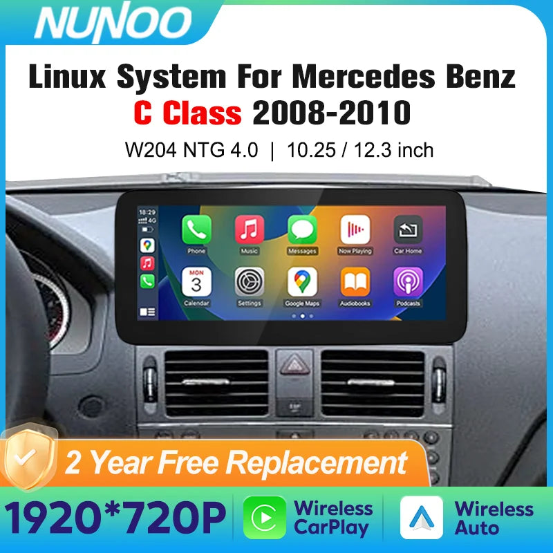 Nunoo Linux Car Multimedia Player Screen For Mercedes Benz C Class W204 2008-2010 Auto Rad