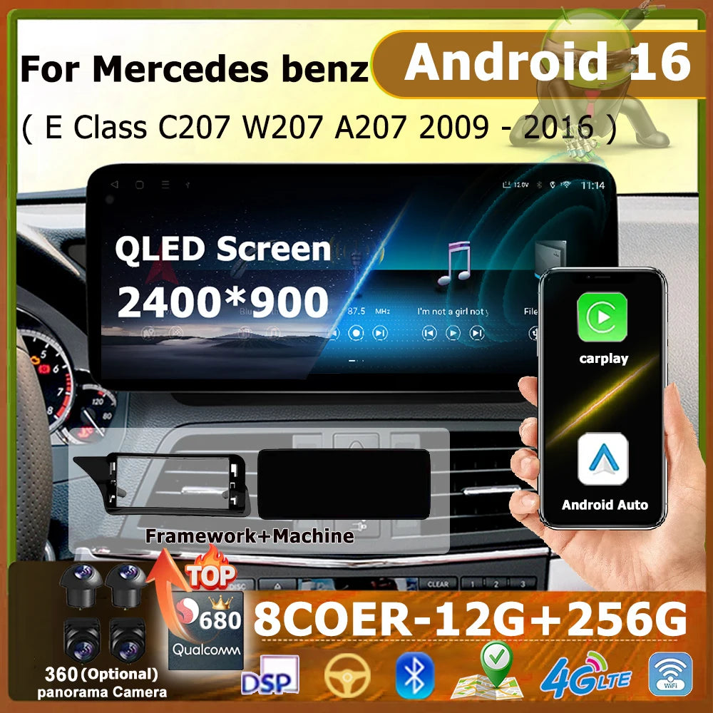 Android 16 For Mercedes Benz E Class C207 W207 A207 2009 - 2016 Car Video Multimedia Playe