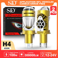 S&D H4 Bi Led Projector Lens Headlights Double Lens Car Bulbs 300000LM 100W 6500K Canbus P