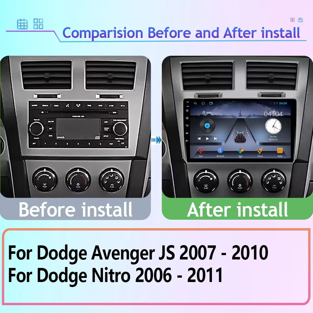 For Dodge Avenger JS 2007 2008 - 2010 5G WIFI Car Screen Android Auto Radio Carplay GPS Na