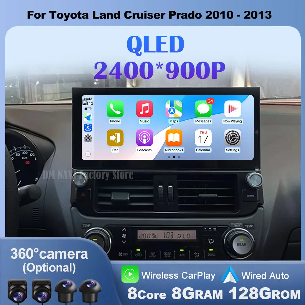 Android 14 Car Radio For Toyota Land Cruiser Prado 150 2010 - 2013 Navigation GPS WIFI BT
