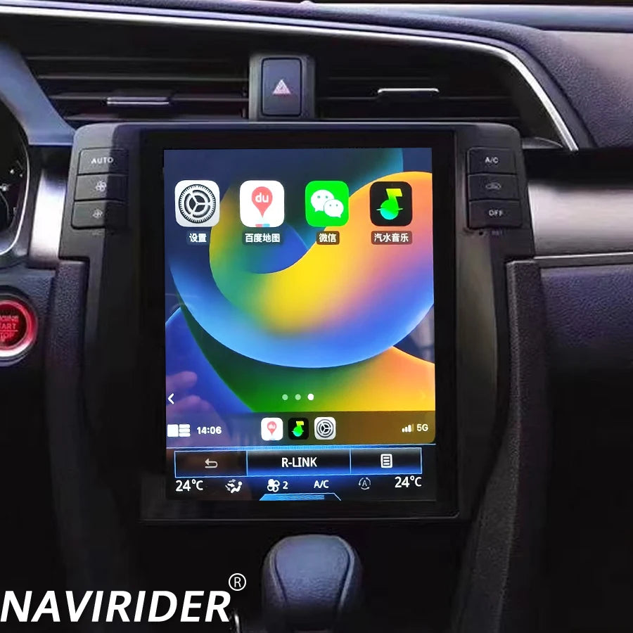 10.4" Vertical Screen Navigation Navi GPS Carplay For Honda CIVIC 2016-2025 Android 15 BT
