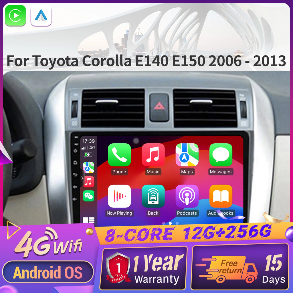For Toyota Corolla E140 E150 2006-2013 Android 14 Car Radio Multimedia Navigation Wireless
