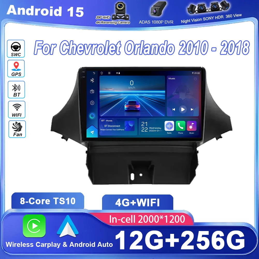 Android 15 Car For Chevrolet Orlando 2010 -2018 Auto Radio Stereo Multimidia Player GPS Na