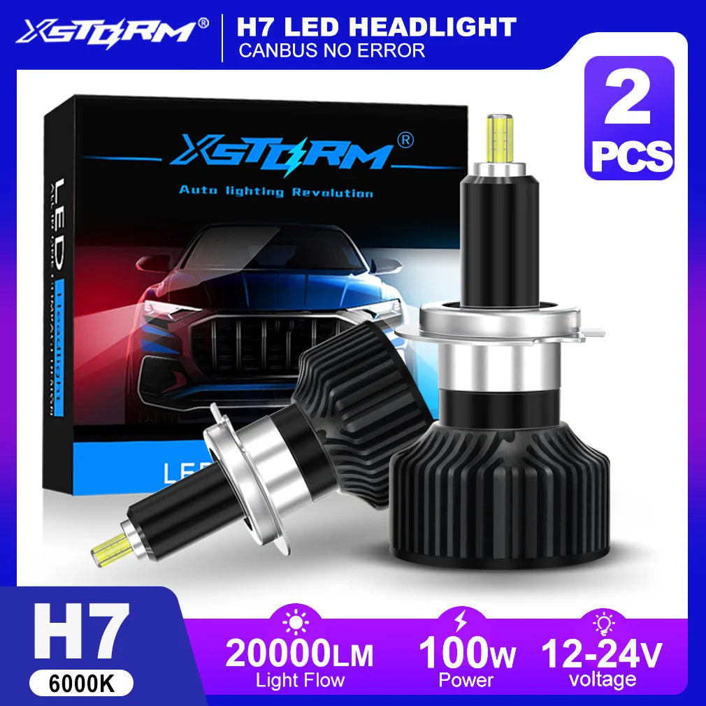XSTORM H7 LED Headlight 100W 20000LM H1 H11 9005 9012 LED Light 360° Car Headlamp Auto Wit