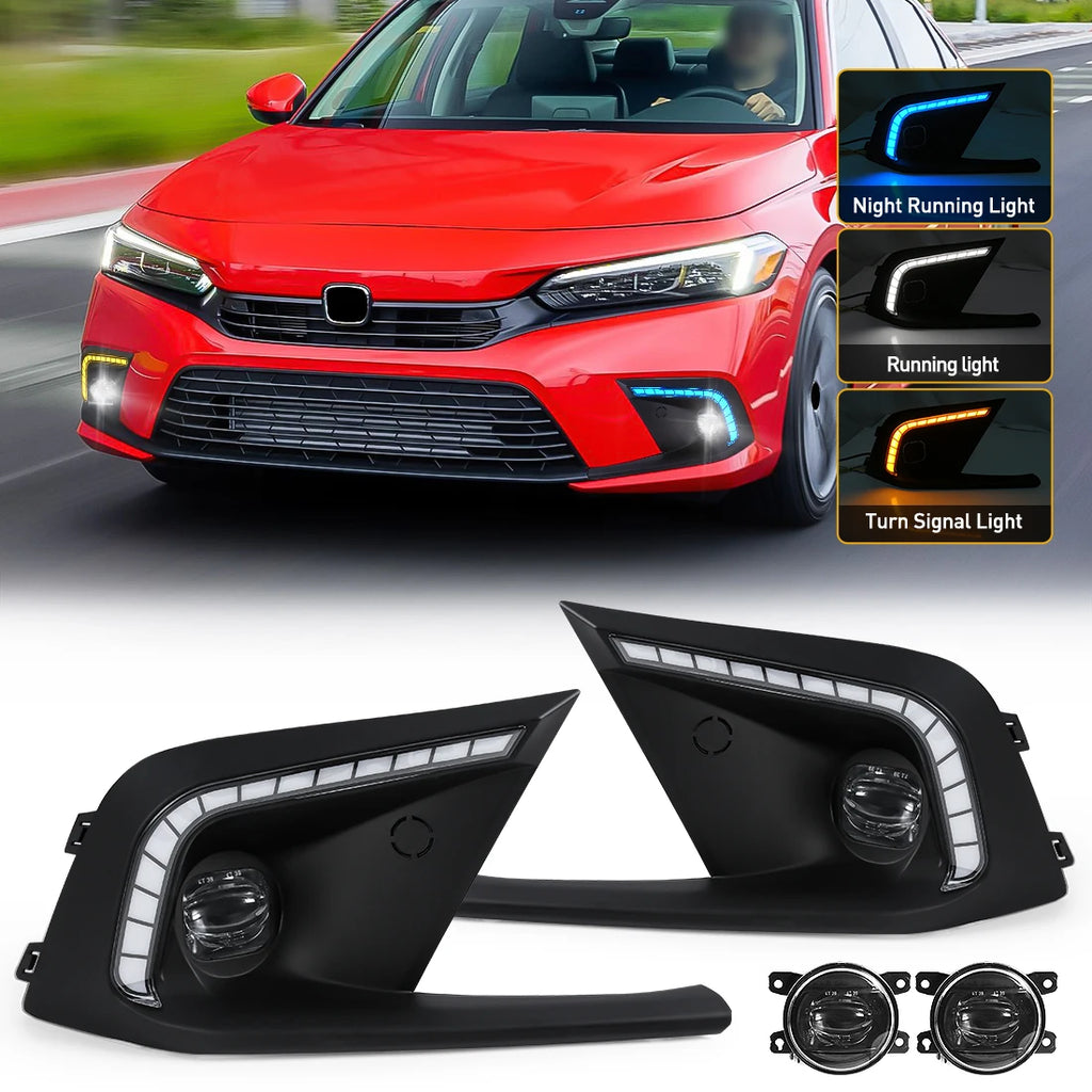 71191 71141-T31-H10 Led Fog Lights Daytime Running Lamp DRL Bumper Cover for Honda Civic 2 | AUTOKITSHOP