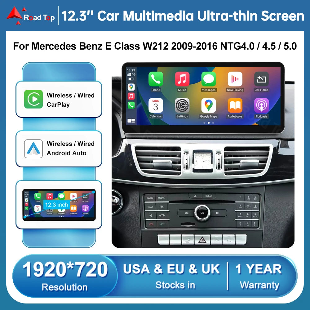 12.3'' Ultra-thin Multimedia Display For Benz E Class W212 NTG4.0/4.5/5.0 Touch Screen Wir | AUTOKITSHOP