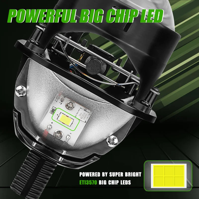2.5 Inch LED Halo Angel Eyes Projector Lens High Low Beam Bi LED Lights for H4 H7 9005 HB3